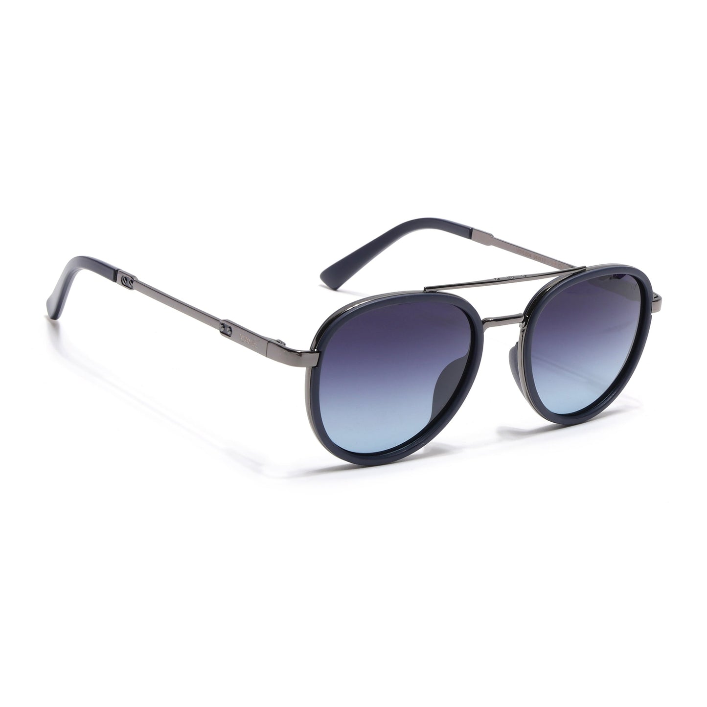 Round Polarized Sunglasses for Men & Women (Blue Lens | Navy Blue & Grey Frame - VOYLB04-C4)